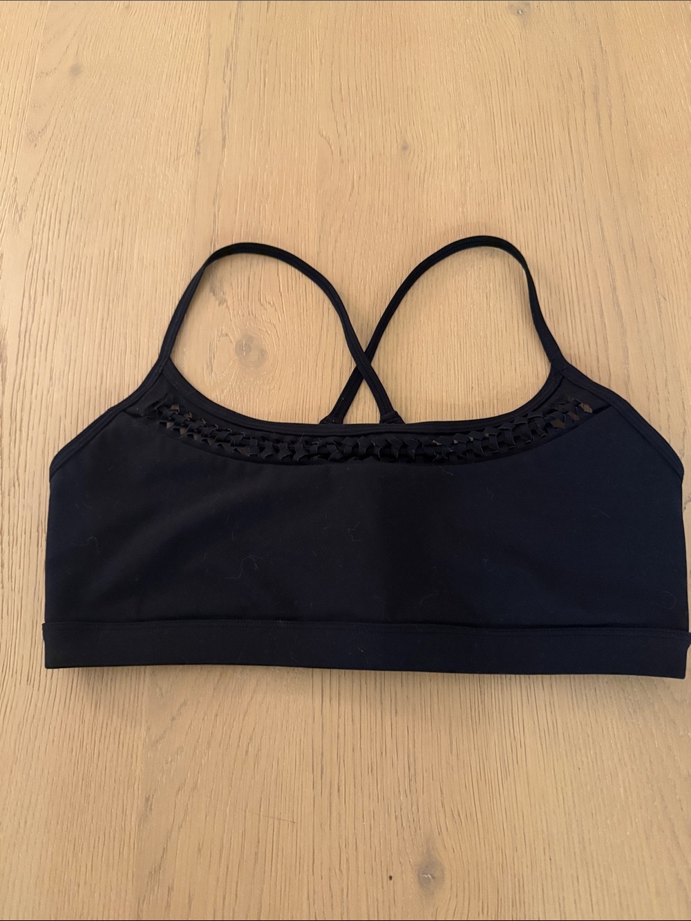 Spiritual Gangster Black Strappy Sports Bralette with Crochet Trim